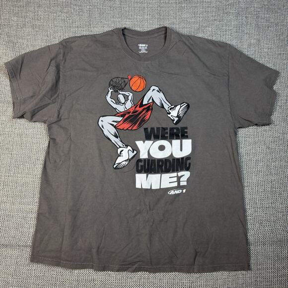 Vintage AND1 "Were You Guarding Me?" basketball t-shirt Gray Size 2-XLarge - Picture 1 of 7